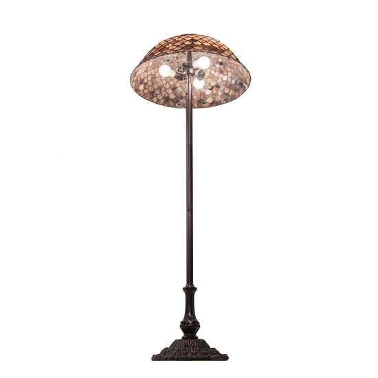 Meyda Tiffany Fishscale 64" Mahogany Bronze Floor Lamp With Beige Shade Glass