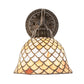 Meyda Tiffany Fishscale 8" Downlight Mahogany Bronze Wall Sconce With Beige Shade Glass