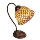 Meyda Tiffany Fishscale 8" Mahogany Bronze Desk Lamp With Beige Shade Glass