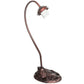 Meyda Tiffany Fishscale 8" Mahogany Bronze Desk Lamp With Beige Shade Glass