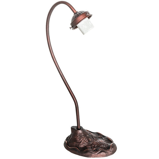 Meyda Tiffany Fishscale 8" Mahogany Bronze Desk Lamp With Beige Shade Glass