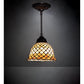 Meyda Tiffany Fishscale 8" Mahogany Bronze Mini Pendant Light With Beige Shade Glass