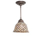 Meyda Tiffany Fishscale 8" Mahogany Bronze Mini Pendant Light With Beige Shade Glass