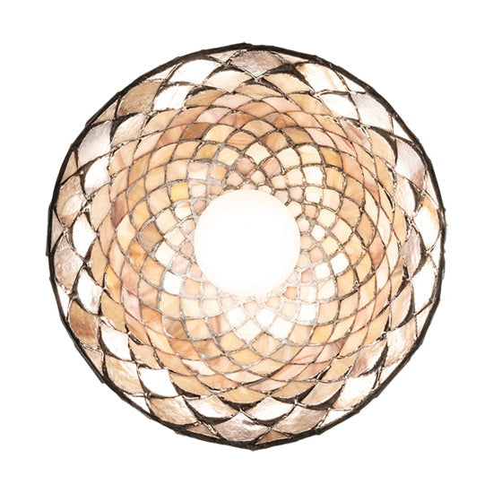 Meyda Tiffany Fishscale 8" Mahogany Bronze Mini Pendant Light With Beige Shade Glass