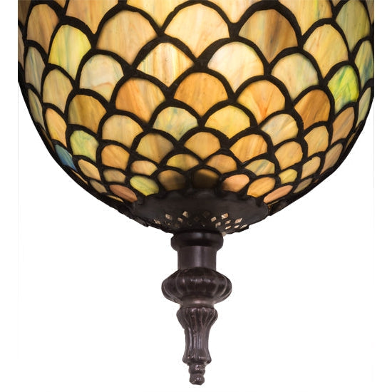 Meyda Tiffany Fishscale 8" Mahogany Bronze Wall Sconce With Multi-Colored Shade Glass