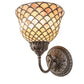 Meyda Tiffany Fishscale 8" Uplight Mahogany Bronze Wall Sconce With Beige Shade Glass