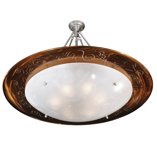 Meyda Tiffany Metro Fusion 42" 6-Light Nickel Super Nova Semi-flush Mount Ceiling Light With Clear Sandcarved Shade Glass