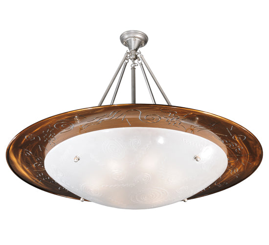 Meyda Tiffany Metro Fusion 42" 6-Light Nickel Super Nova Semi-flush Mount Ceiling Light With Clear Sandcarved Shade Glass