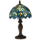 Meyda Tiffany Nightfall Wisteria 14" Mahogany Bronze Mini Lamp With Green & Blue Shade Glass