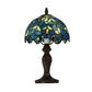 Meyda Tiffany Nightfall Wisteria 14" Mahogany Bronze Mini Lamp With Green & Blue Shade Glass