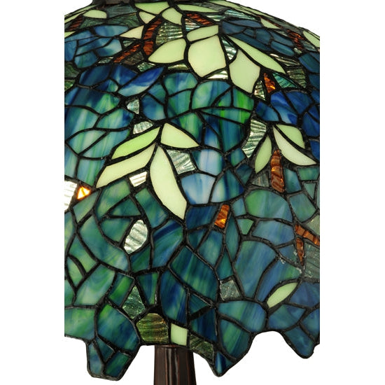 Meyda Tiffany Nightfall Wisteria 26" Mahogany Bronze Table Lamp With Green & Blue Shade Glass