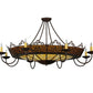 Meyda Tiffany Stanley 47" 16-Light Cafe Noir Semi-flush Mount Ceiling Light With Amber & Beige Shade Glass