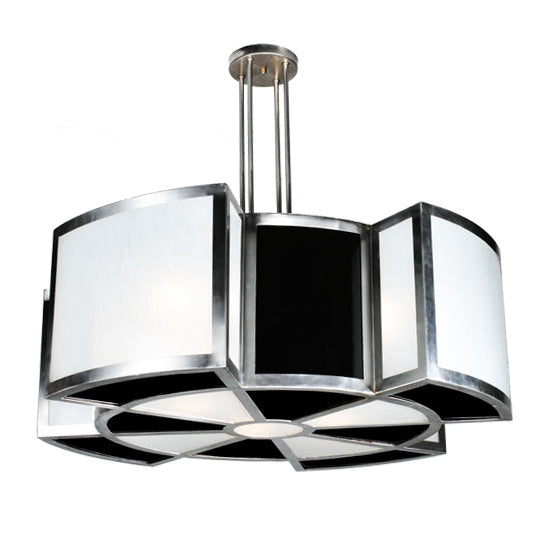 Meyda Tiffany Targette 42" Stainless Steel Pendant Light With Black & White Shade Glass