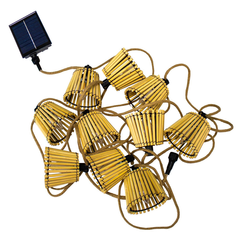 New Garden 15 Lumen Jute Okinawa Solar & Rechargeable String Lights