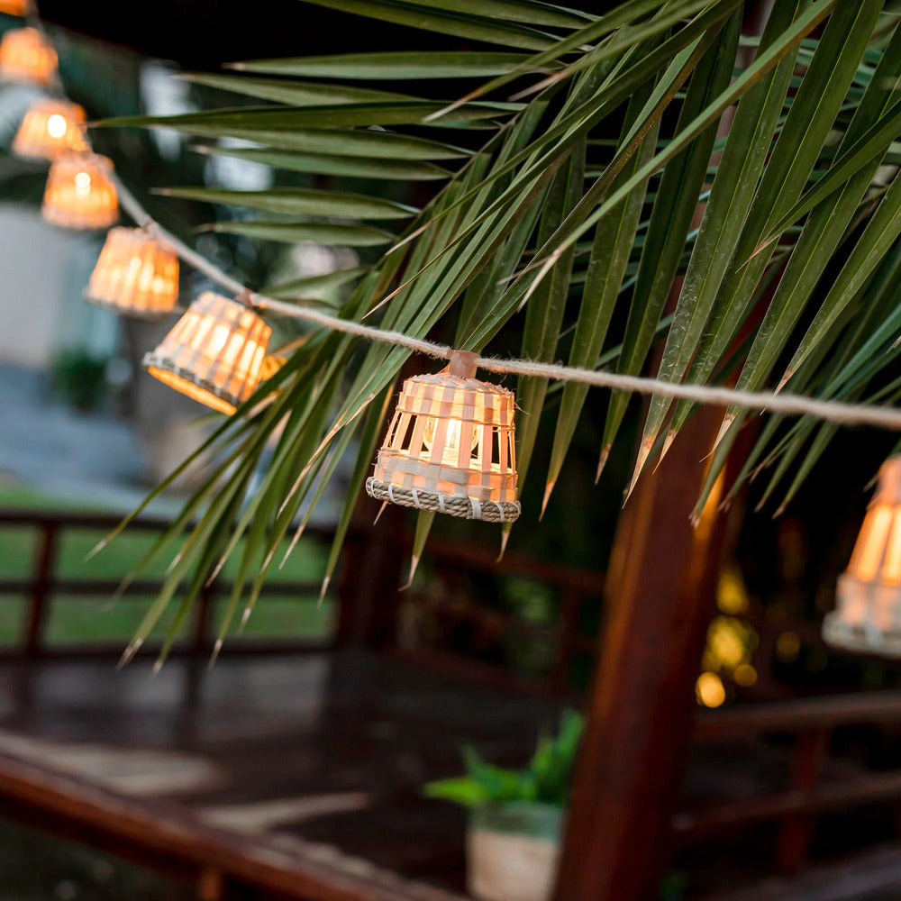 New Garden 35 Lumen Jute Aurora Solar & Rechargeable String Lights