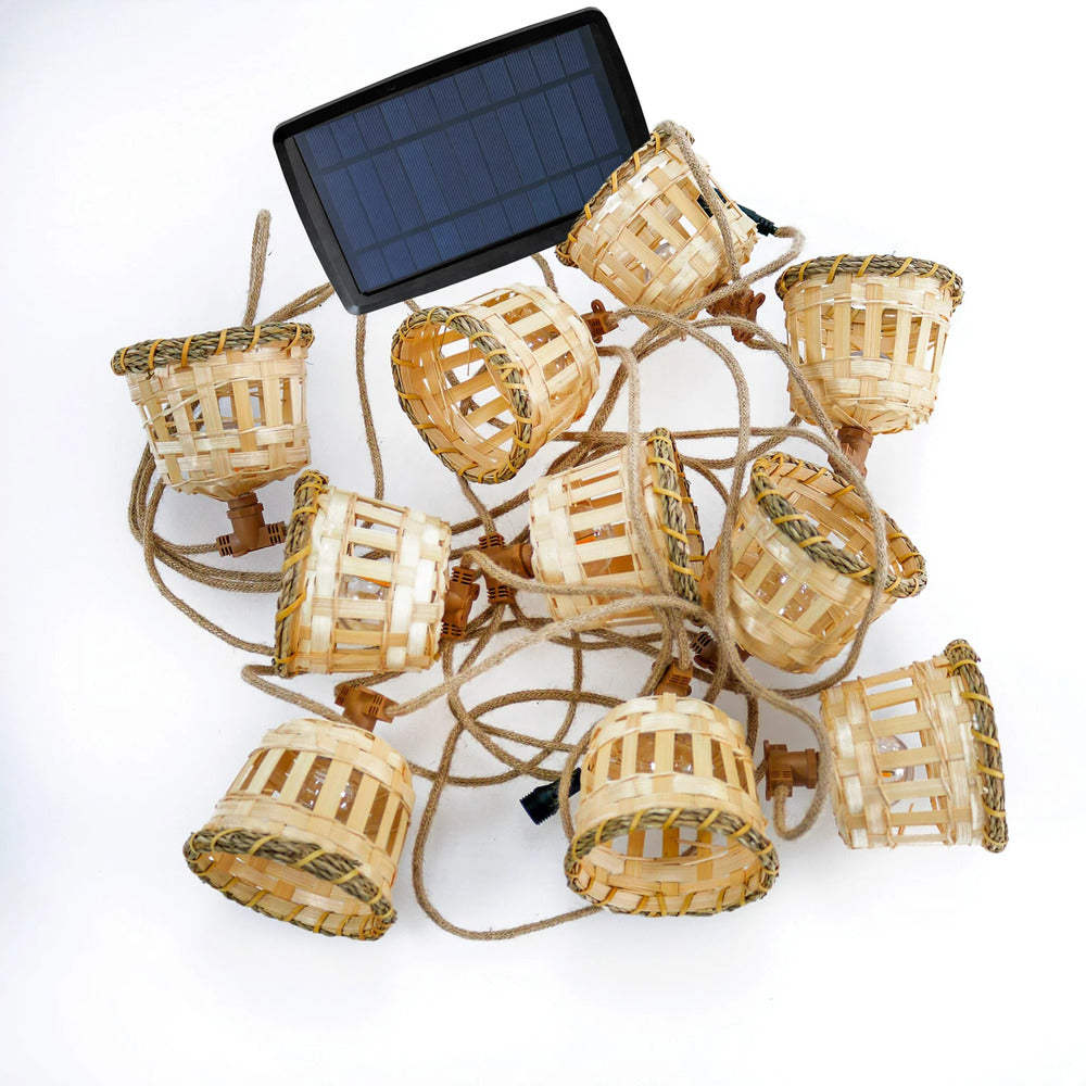 New Garden 35 Lumen Jute Aurora Solar & Rechargeable String Lights