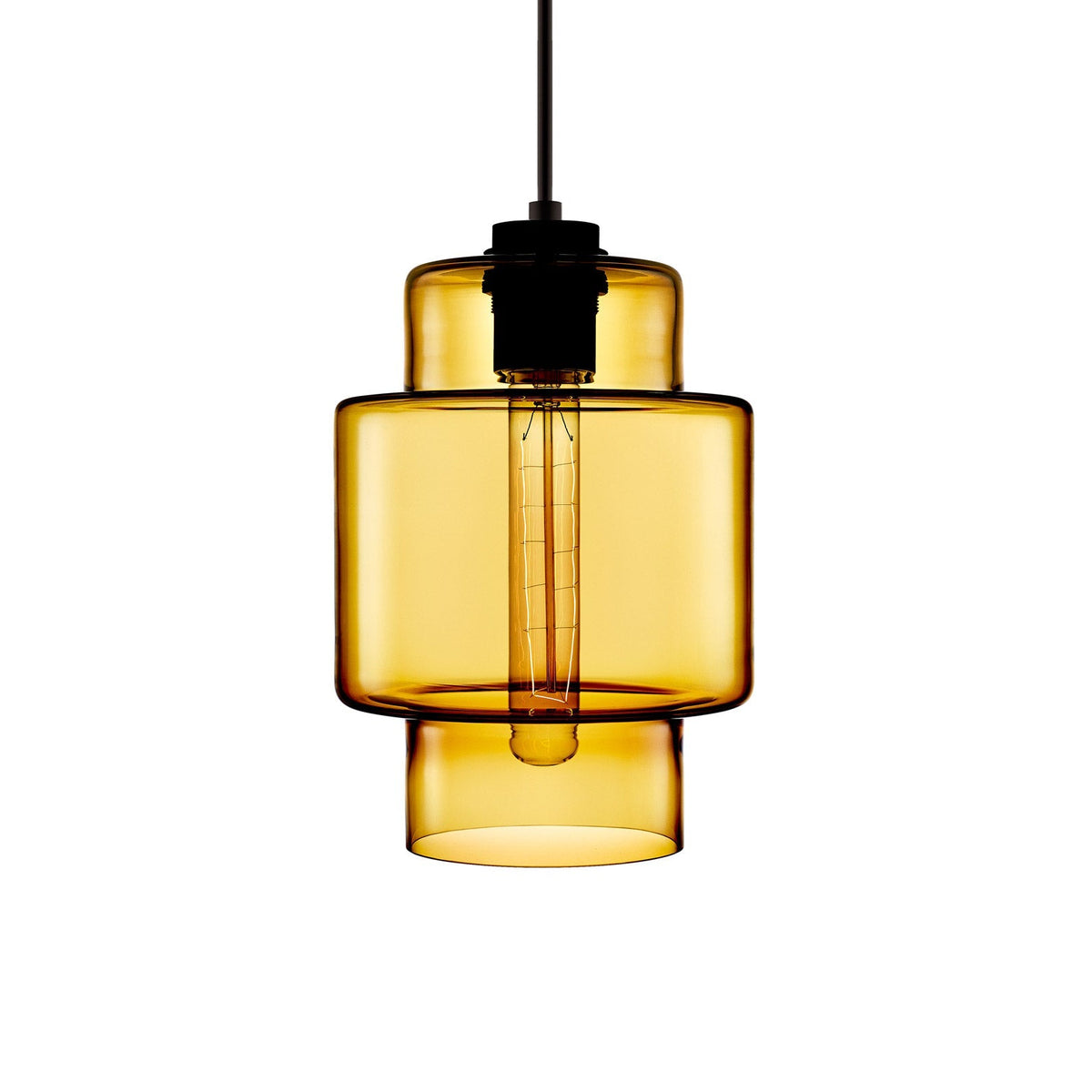 Niche Modern Axia 7" Dimmable Incandescent Pendant Light With Amber Glass Shade