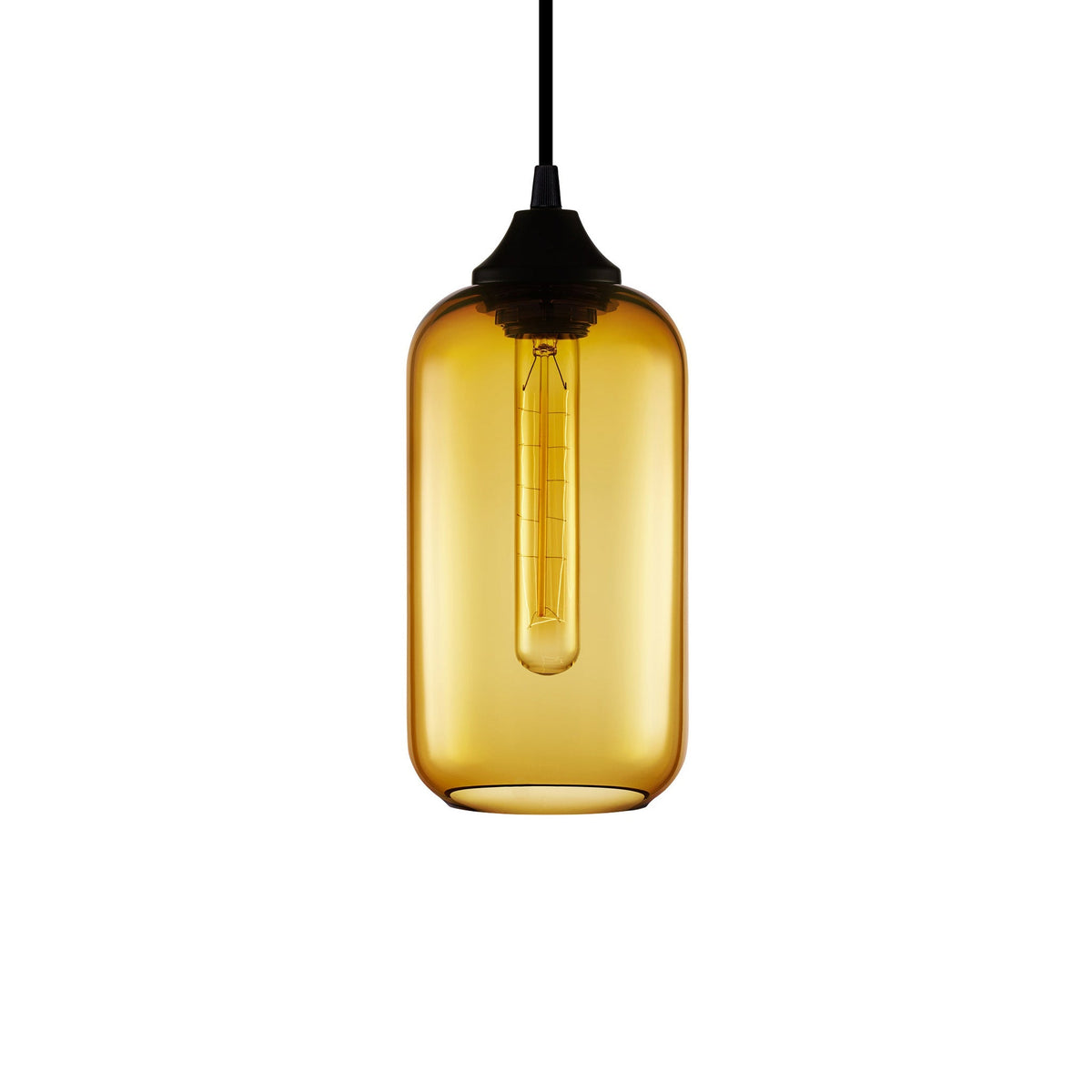Niche Modern Helio 5" Dimmable Incandescent Pendant Light With Amber Glass Shade