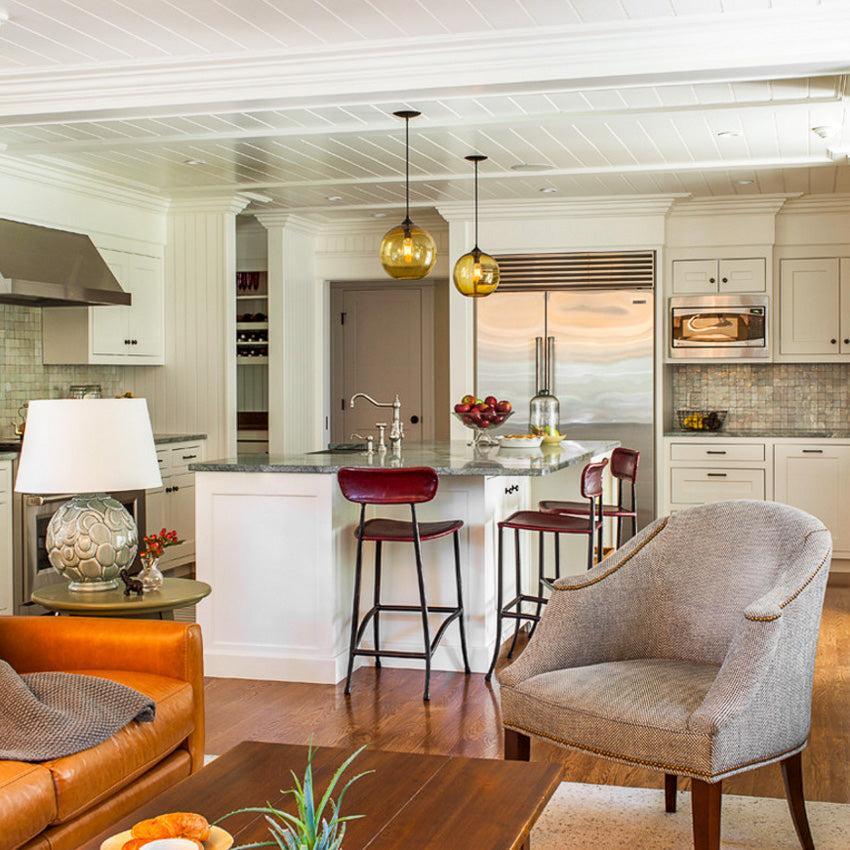 Niche Modern Solitaire 10" Dimmable LED Edison Bulb Pendant Light With Amber Glass Shade