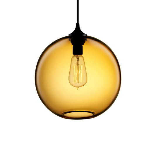 Niche Modern Solitaire 10" Dimmable LED Edison Bulb Pendant Light With Amber Glass Shade