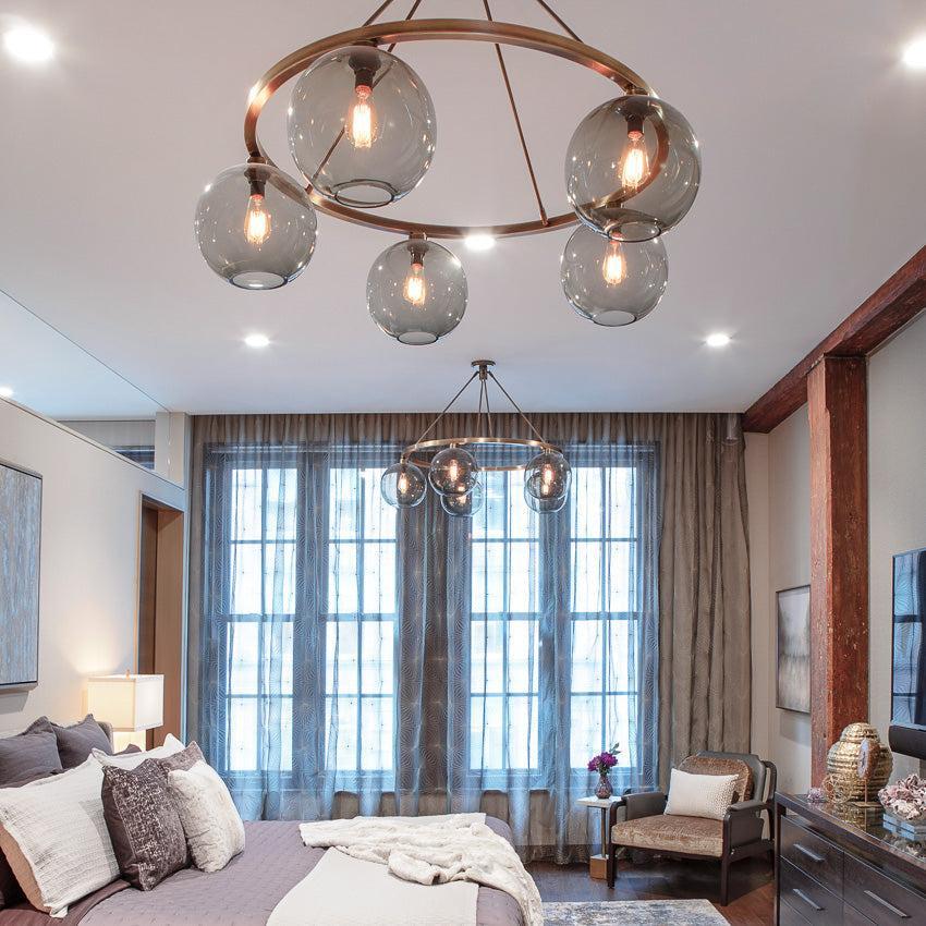 Niche Modern Solitaire 10" Dimmable LED Edison Bulb Pendant Light With Gray Glass Shade