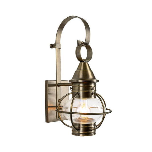 Norwell Lighting American Onion 18" x 9" 1-Light Antique Brass Small Outdoor Wall Light With Clear Glass Diffuser