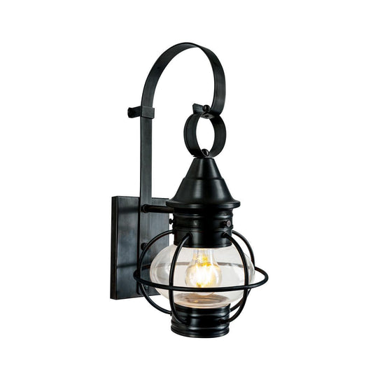 Norwell Lighting American Onion 18" x 9" 1-Light Black Small Outdoor Wall Light With Clear Glass Diffuser