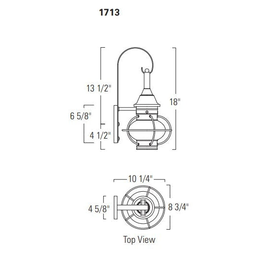 Norwell Lighting American Onion 18" x 9" 1-Light Gun Metal Small Outdoor Wall Light With Clear Glass Diffuser