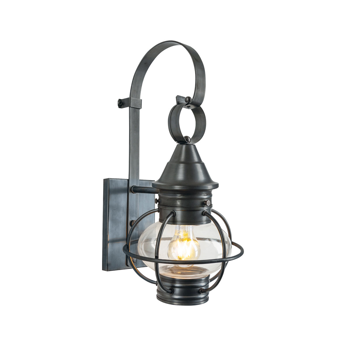 Norwell Lighting American Onion 18" x 9" 1-Light Gun Metal Small Outdoor Wall Light With Clear Glass Diffuser