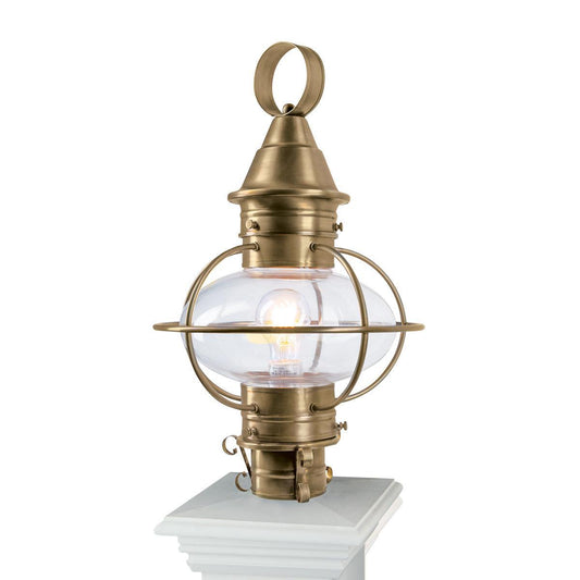 Norwell Lighting American Onion 19" x 11" 1-Light Aged Brass Medium Outdoor Post Light With Clear Glass Diffuser