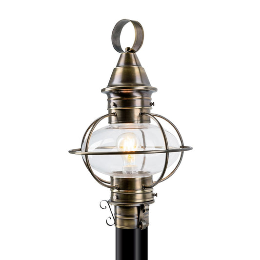 Norwell Lighting American Onion 19" x 11" 1-Light Antique Brass Medium Outdoor Post Light With Clear Glass Diffuser