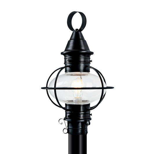 Norwell Lighting American Onion 19" x 11" 1-Light Black Medium Outdoor Post Light With Clear Glass Diffuser