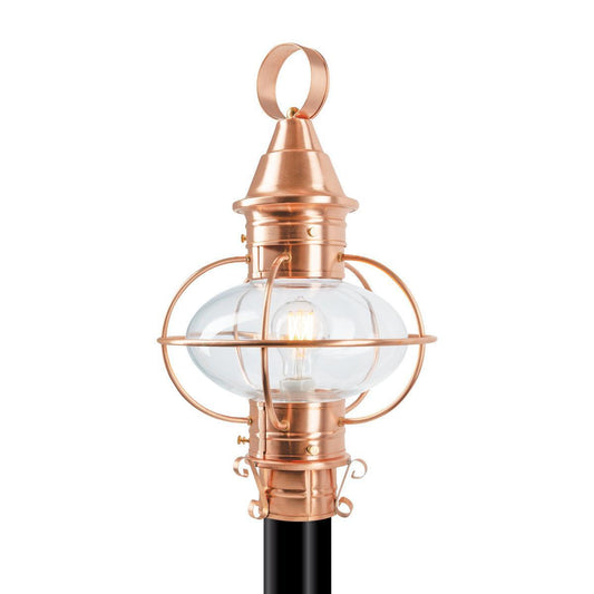 Norwell Lighting American Onion 19" x 11" 1-Light Copper Medium Outdoor Post Light With Clear Glass Diffuser