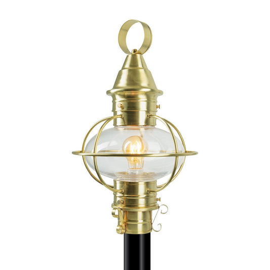 Norwell Lighting American Onion 19" x 11" 1-Light Satin Brass Medium Outdoor Post Light With Clear Glass Diffuser
