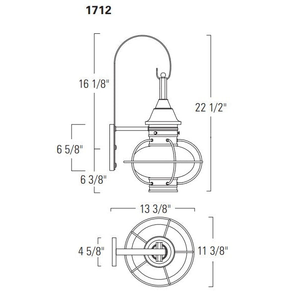 Norwell Lighting American Onion 21" x 11" 1-Light Aged Brass Medium Outdoor Wall Light With Clear Glass Diffuser