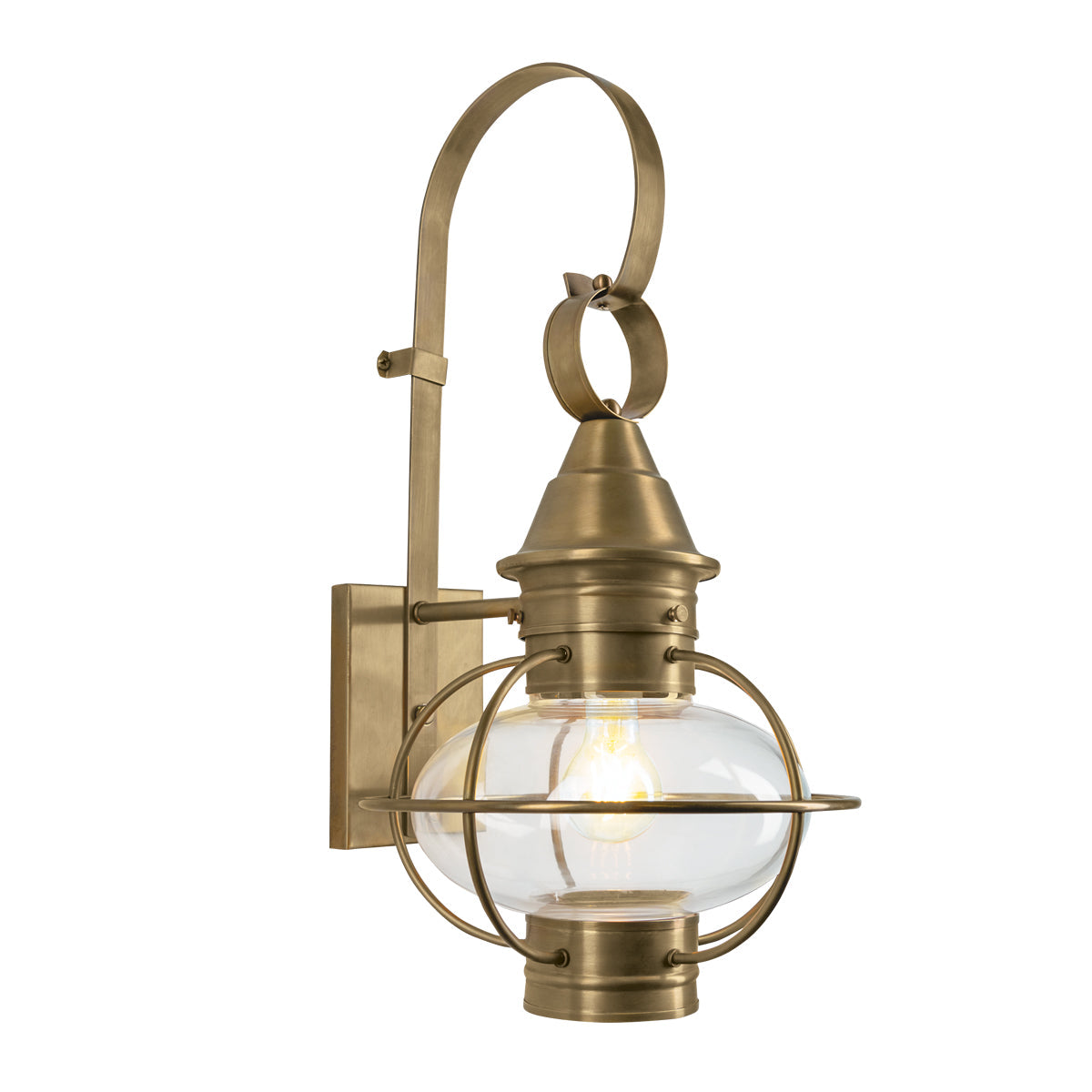 Norwell Lighting American Onion 21" x 11" 1-Light Aged Brass Medium Outdoor Wall Light With Clear Glass Diffuser