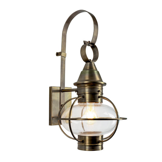 Norwell Lighting American Onion 21" x 11" 1-Light Antique Brass Medium Outdoor Wall Light With Clear Glass Diffuser