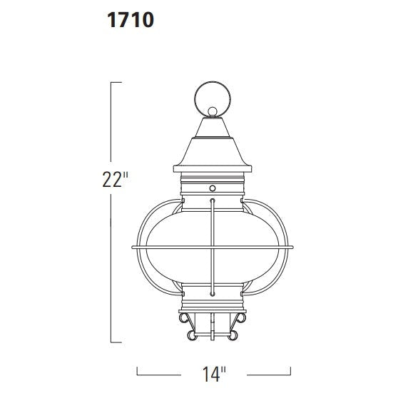 Norwell Lighting American Onion 22" x 14" 1-Light Aged Brass Large Outdoor Post Light With Clear Glass Diffuser