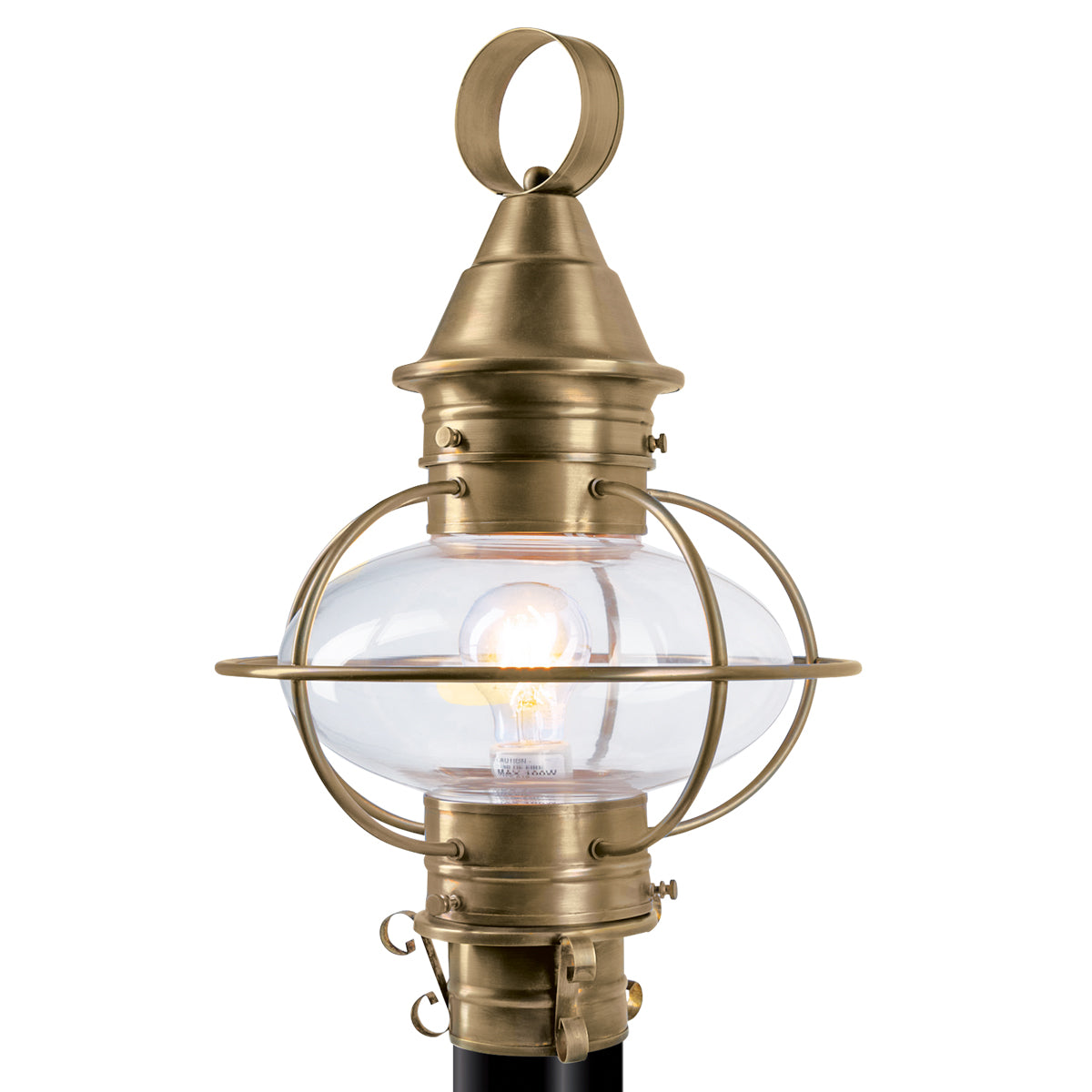 Norwell Lighting American Onion 22" x 14" 1-Light Aged Brass Large Outdoor Post Light With Clear Glass Diffuser