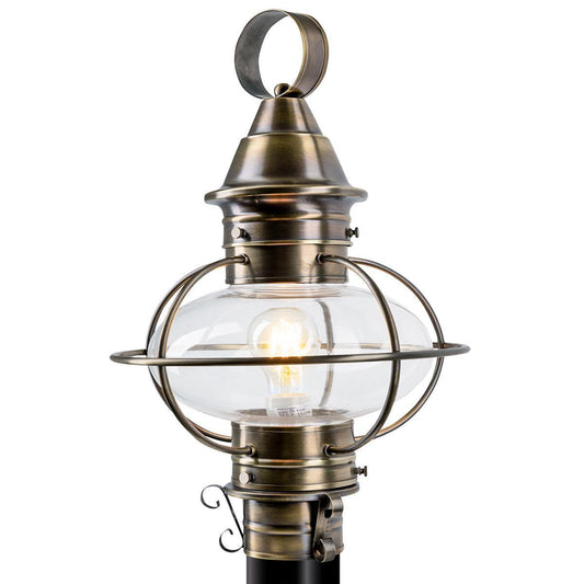 Norwell Lighting American Onion 22" x 14" 1-Light Antique Brass Large Outdoor Post Light With Clear Glass Diffuser