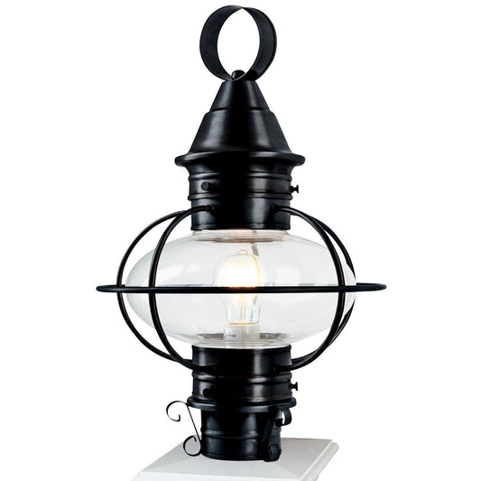 Norwell Lighting American Onion 22" x 14" 1-Light Black Large Outdoor Post Light With Clear Glass Diffuser
