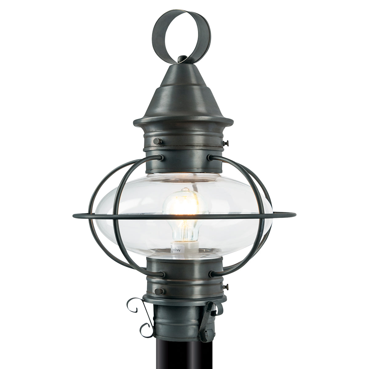 Norwell Lighting American Onion 22" x 14" 1-Light Gun Metal Large Outdoor Post Light With Clear Glass Diffuser