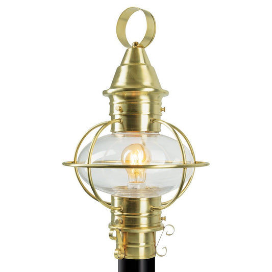 Norwell Lighting American Onion 22" x 14" 1-Light Satin Brass Large Outdoor Post Light With Clear Glass Diffuser