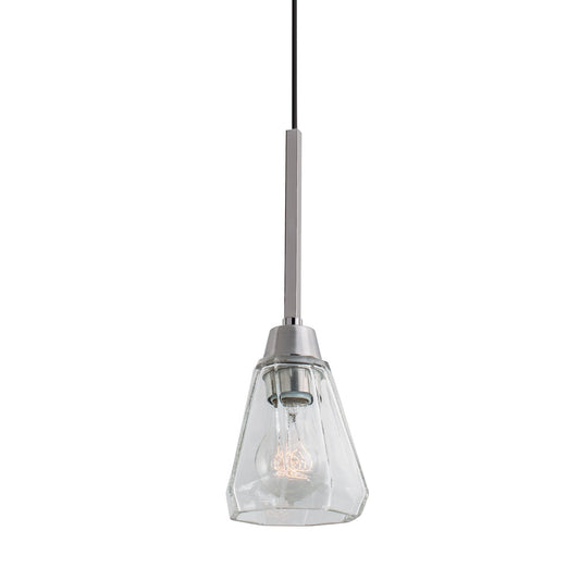 Norwell Lighting Arctic Bath Series 5" x 5" 1-Light Polished Nickel Steel/Glass Single Drop Pendant With Clear Glass Diffuser