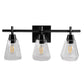 Norwell Lighting Arctic Bath Series 9" x 20" 3-Light Acid Dipped Black Vanity Wall Sconce With Clear Glass Diffuser