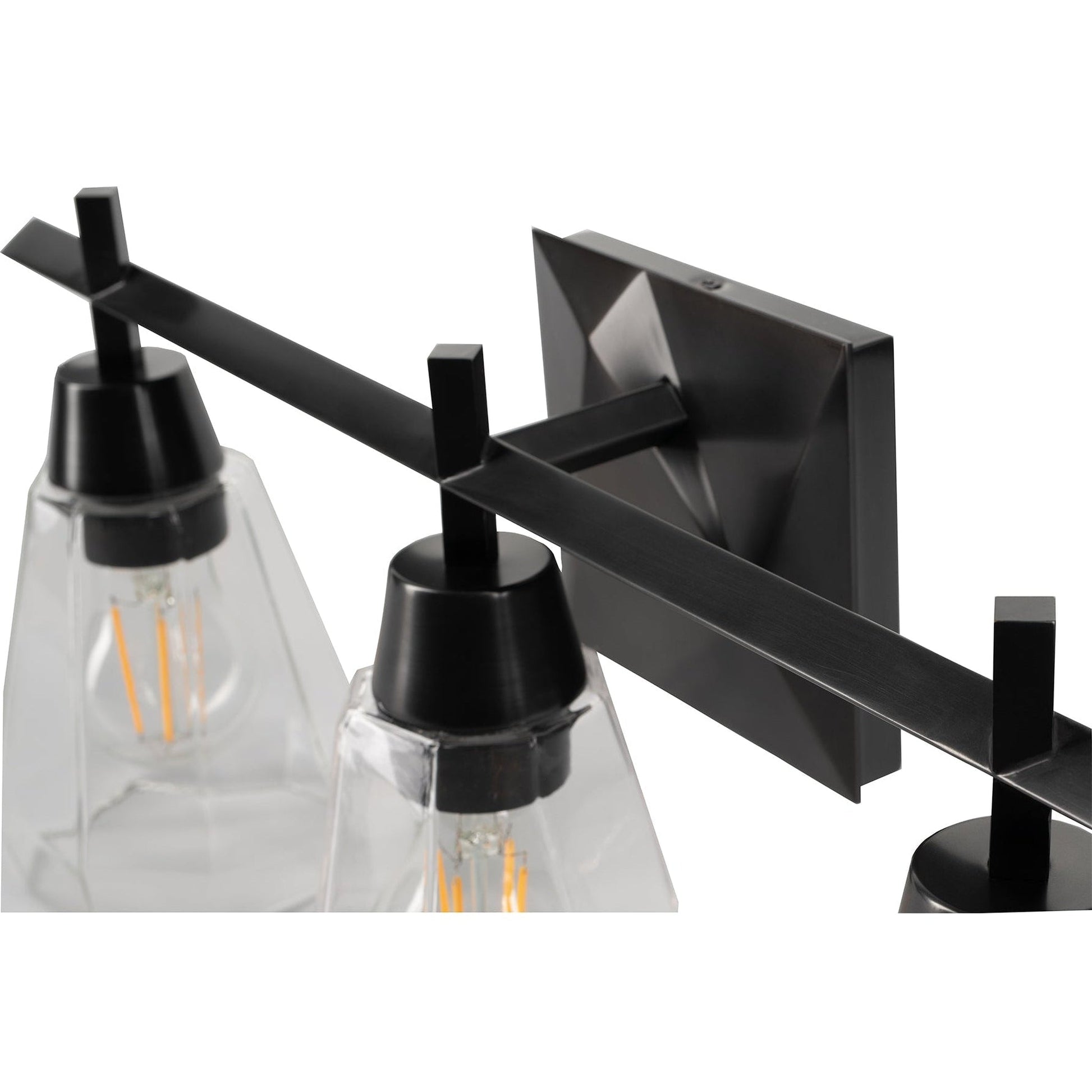 Norwell Lighting Arctic Bath Series 9" x 20" 3-Light Acid Dipped Black Vanity Wall Sconce With Clear Glass Diffuser