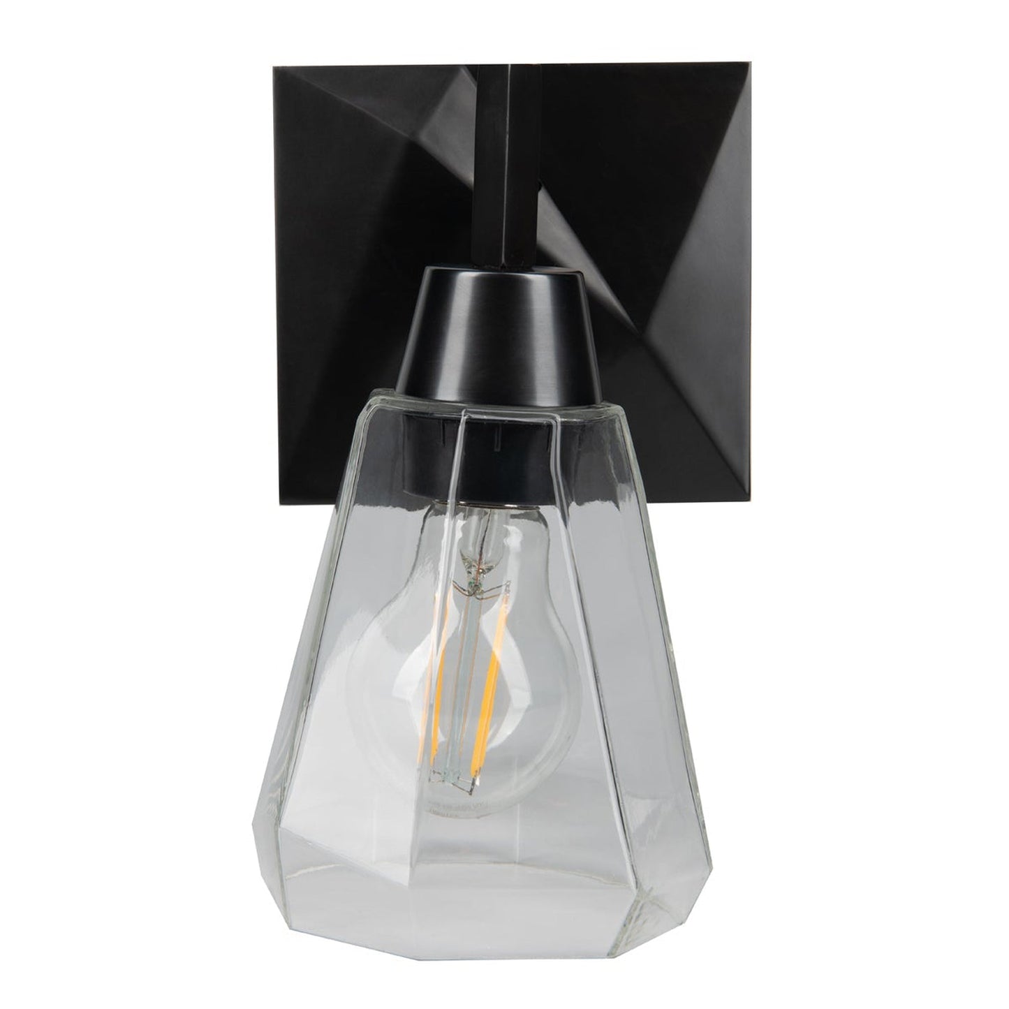 Norwell Lighting Arctic Bath Series 9" x 5" 1-Light Acid Dipped Black Vanity Wall Sconce With Clear Glass Diffuser