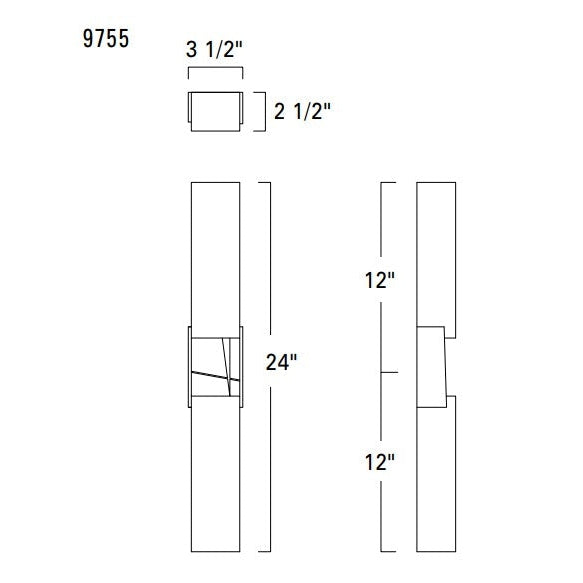 Norwell Lighting Artemis 24" 2-Light Matte Black LED Vanity Sconce With Matte Opal Acrylic Diffusers