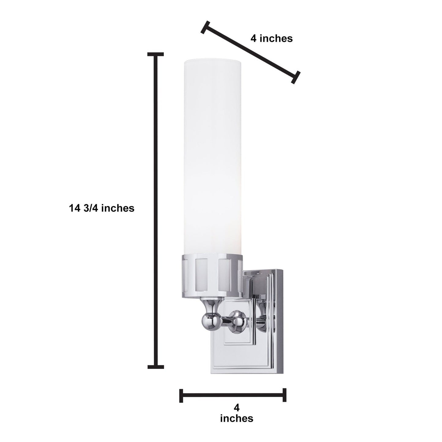 Norwell Lighting Astor 15" x 4" 1-Light Brushed Nickel Vanity Wall Sconce With Shiny Opal Glass Diffuser