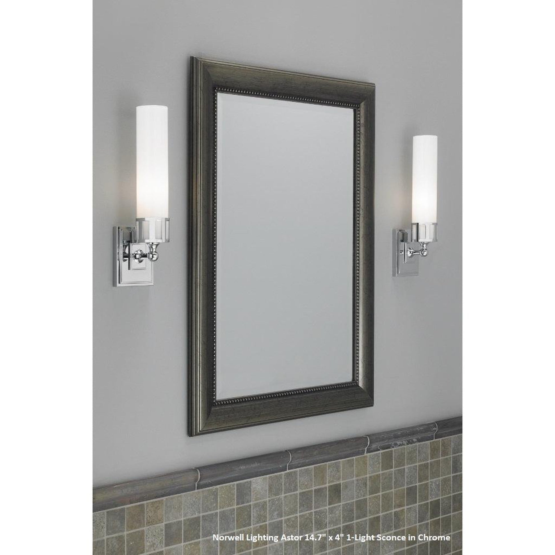 Norwell Lighting Astor 15" x 4" 1-Light Brushed Nickel Vanity Wall Sconce With Shiny Opal Glass Diffuser